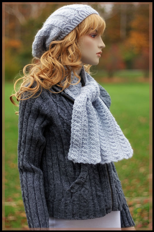 Moonstone - Cabled Hat and Scarf