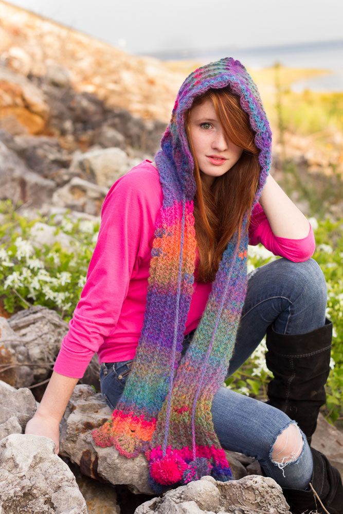 Whisper - Hoodie Scarf With Pom Poms